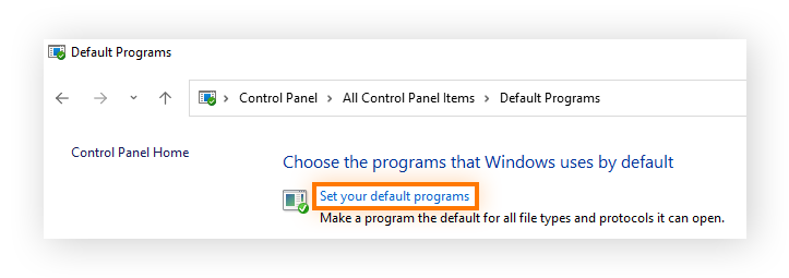 Choisissez Définir vos programmes par défaut pour commencer à enregistrer Chrome comme navigateur par défaut sous Windows 11.