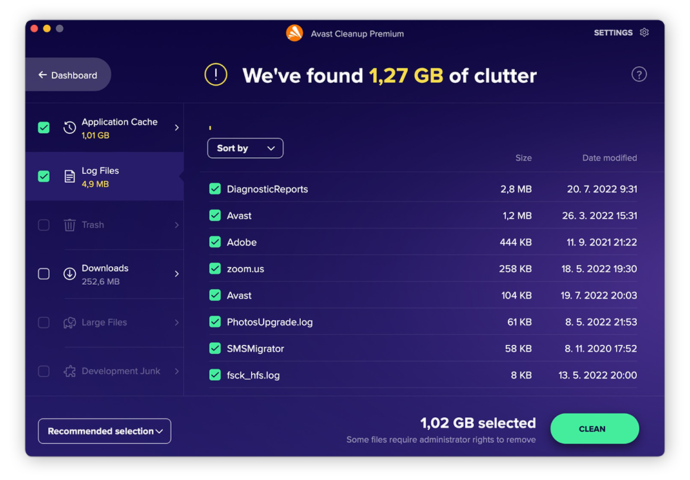 Avast Cleanup pour Mac supprime les fichiers indésirables, les éléments en double et tout ce qui encombre votre ordinateur.
