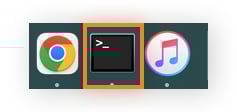Accessing the Terminal app from the dock on macOS Sonoma.