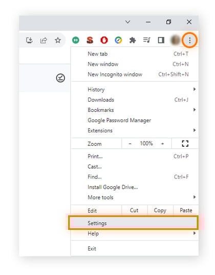 Ouvrir Chrome et accéder aux Paramètres