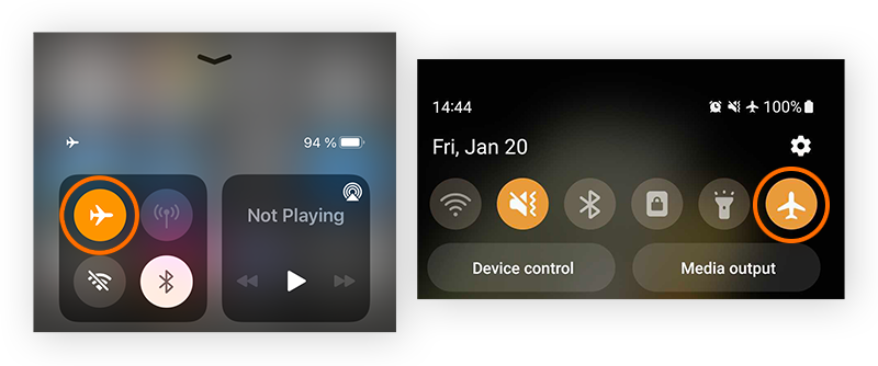 L’activation du mode Avion sur iPhone ou Android peut contribuer à refroidir votre téléphone en cas de surchauffe.